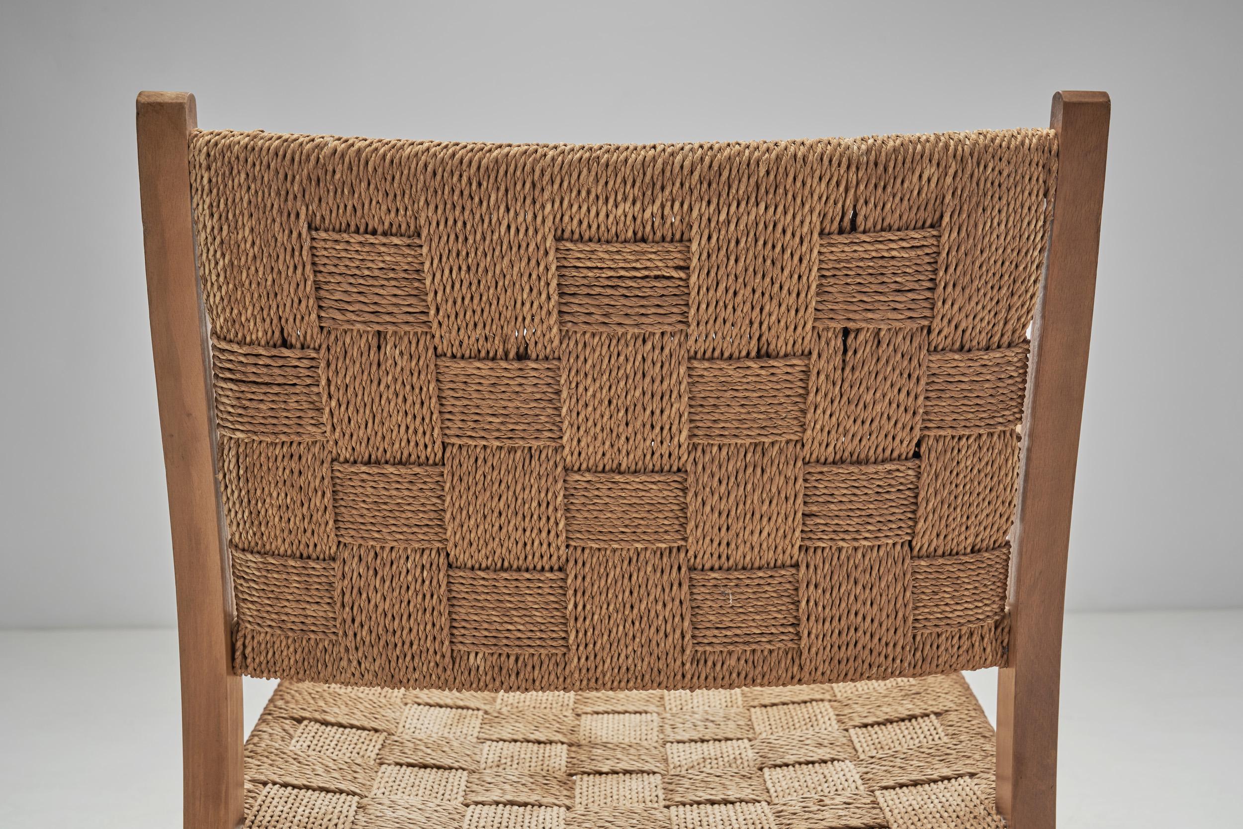 Beech Armchair with Papercord Seat and Back by Frits Schlegel, Denmark 1940s 1