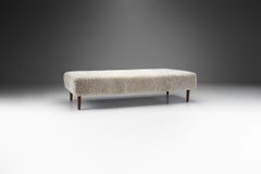 Danish Cabinetmaker Teak Daybed in Sheepskin, Denmark 1950s