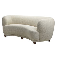 Danish Cabinetmaker Three-Seater Sofa with Stained Wood Legs, Denmark 1940s