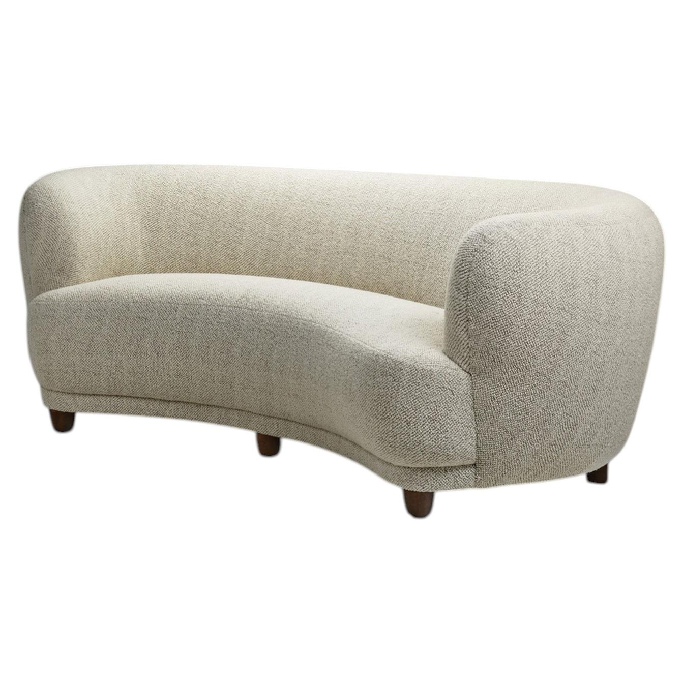 Danish Cabinetmaker Three-Seater Sofa with Stained Wood Legs, Denmark 1940s For Sale