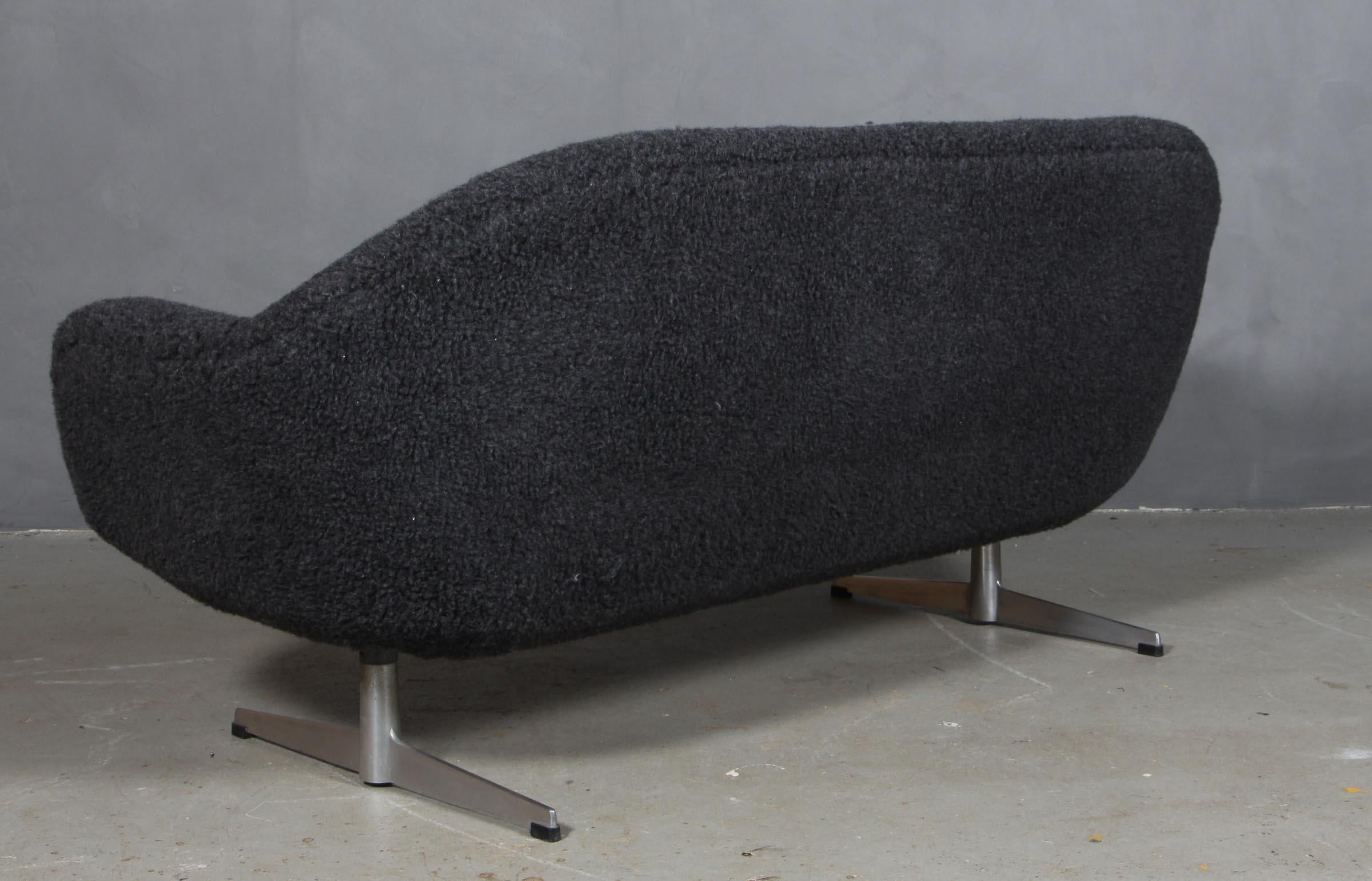 Late 20th Century Danish Cabinetmaker Two½-Seat Sofa Lambwool Sofa, 1940s