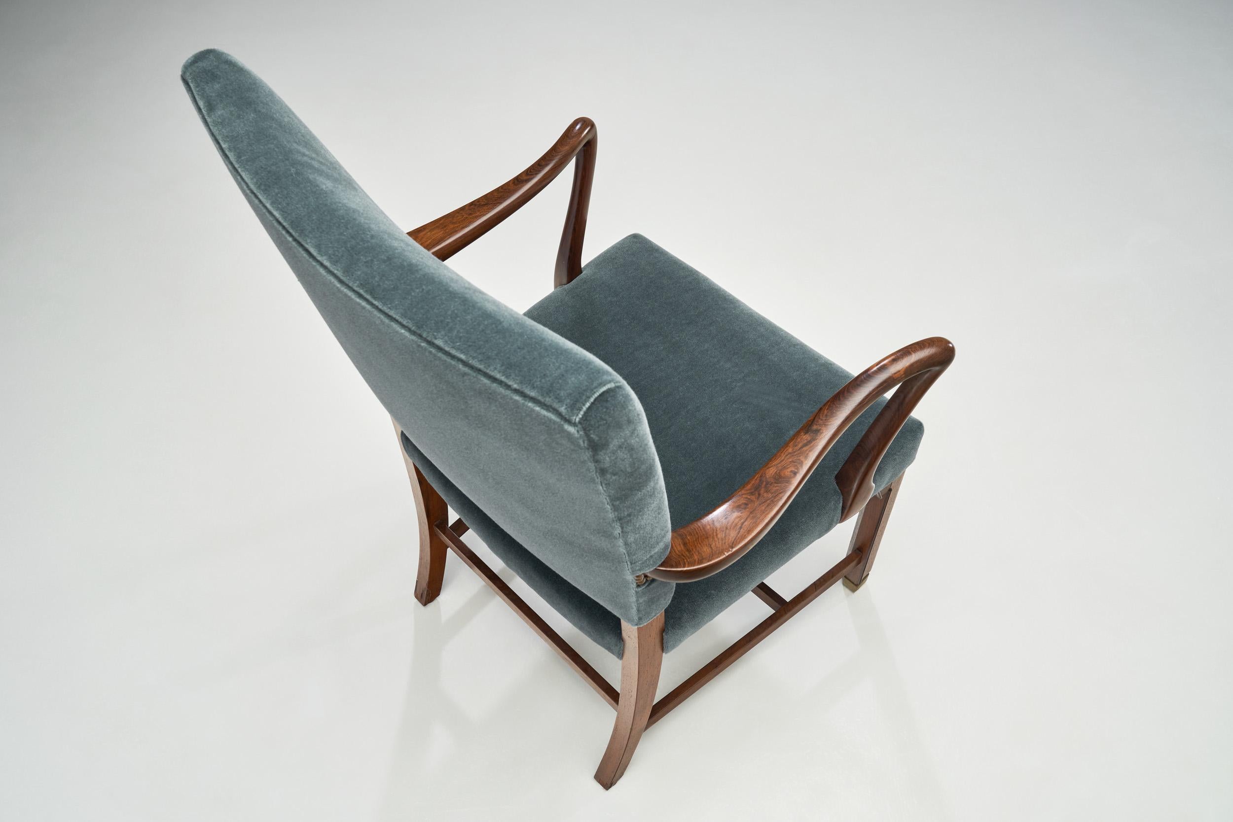 Fabric Danish Cabinetmaker Upholstered Armchair, Denmark, 1930s For Sale