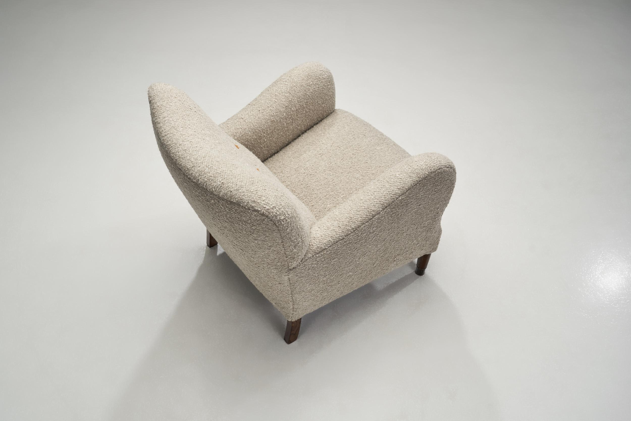 Fabric Danish Cabinetmaker Upholstered Easy Chair with Beech Legs, Denmark, 1940s