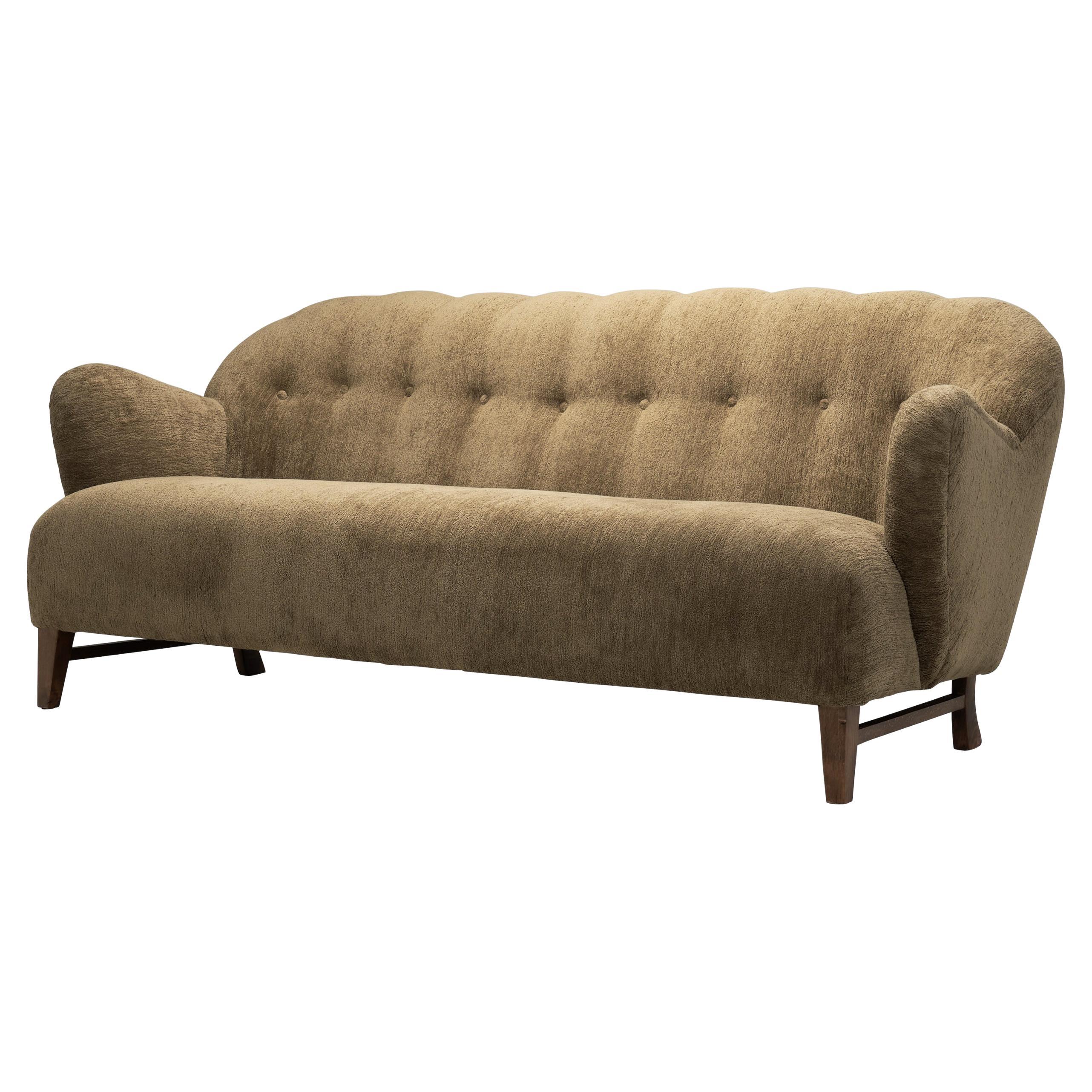 Canapé rembourré d'ébéniste danois, Danemark Milieu du XXe siècle