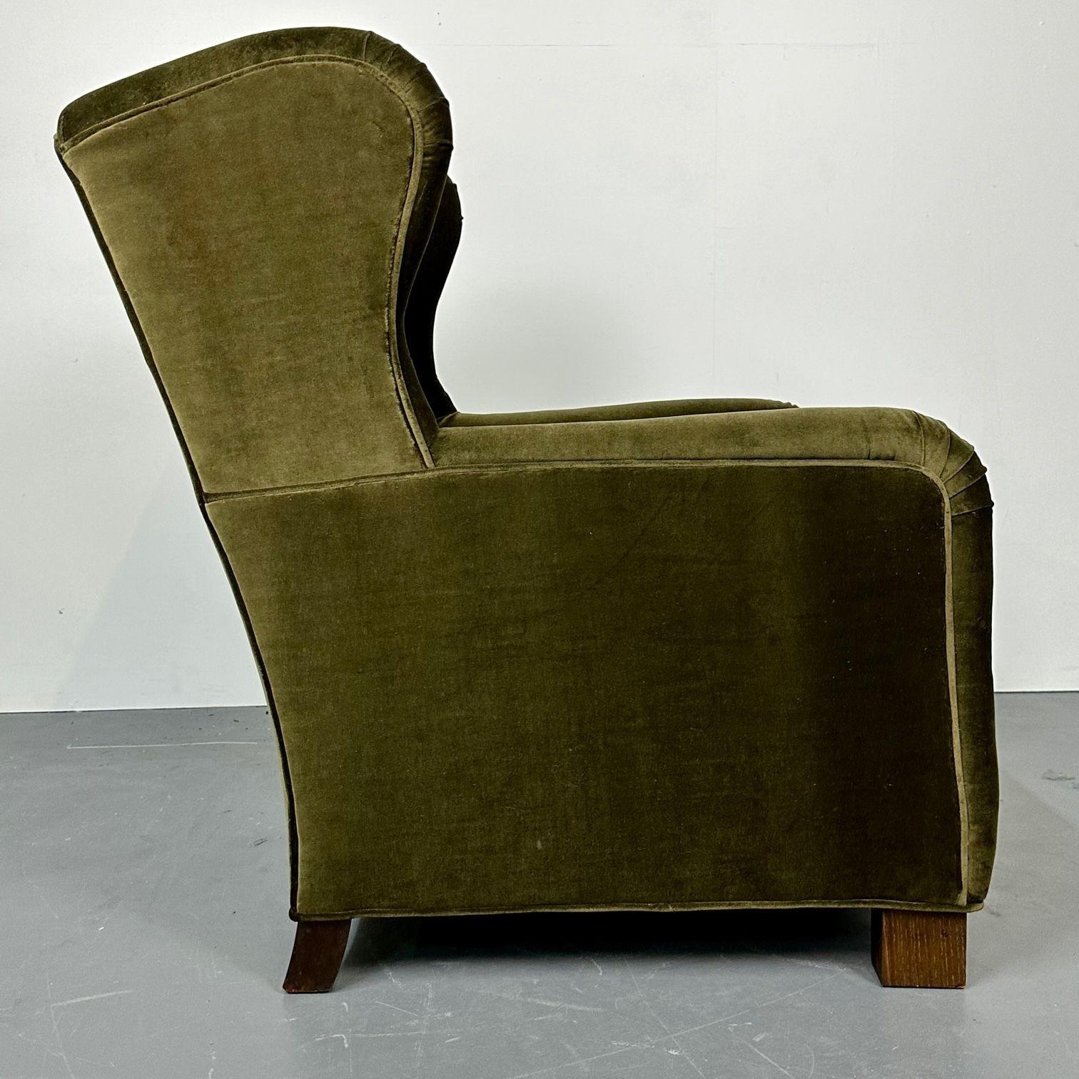 Mid-20th Century Danish Cabinetmaker Wingback / Lounge Chair, Scroll Arm, Flemming Lassen Style For Sale
