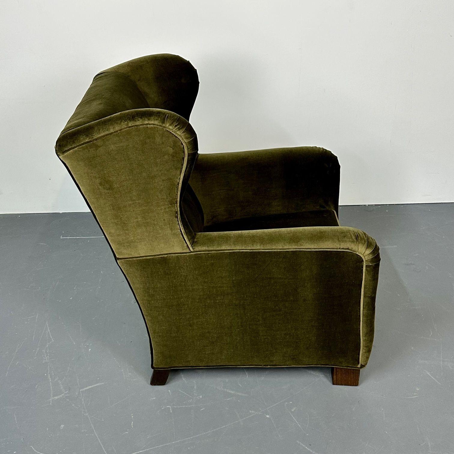 Danish Cabinetmaker Wingback / Lounge Chair, Scroll Arm, Flemming Lassen Style For Sale 1