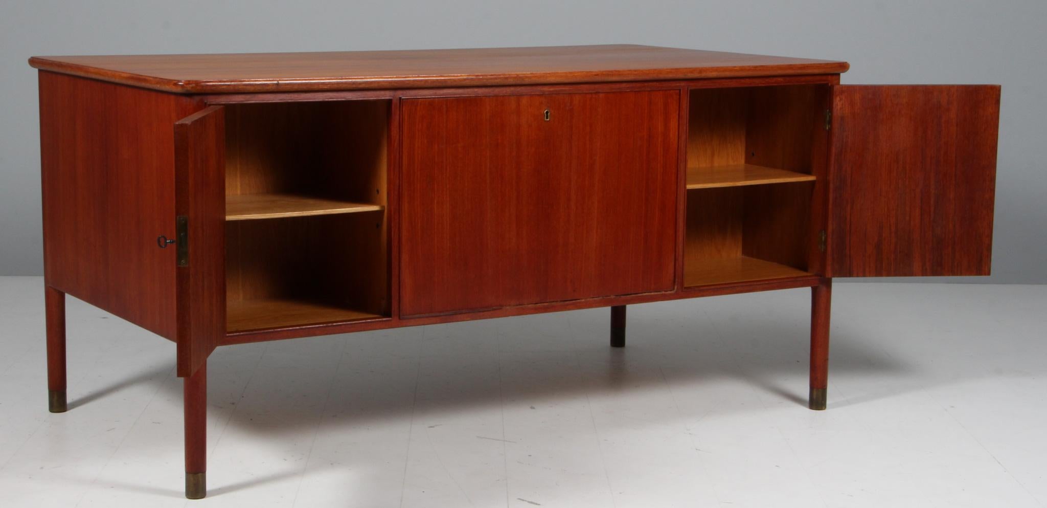 Brass Danish Cabinetmaker writing desk in mahogany, 1950's