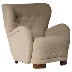 boucle recliner chair Danish Cabinetmakers Lounge Chair in Bouclé