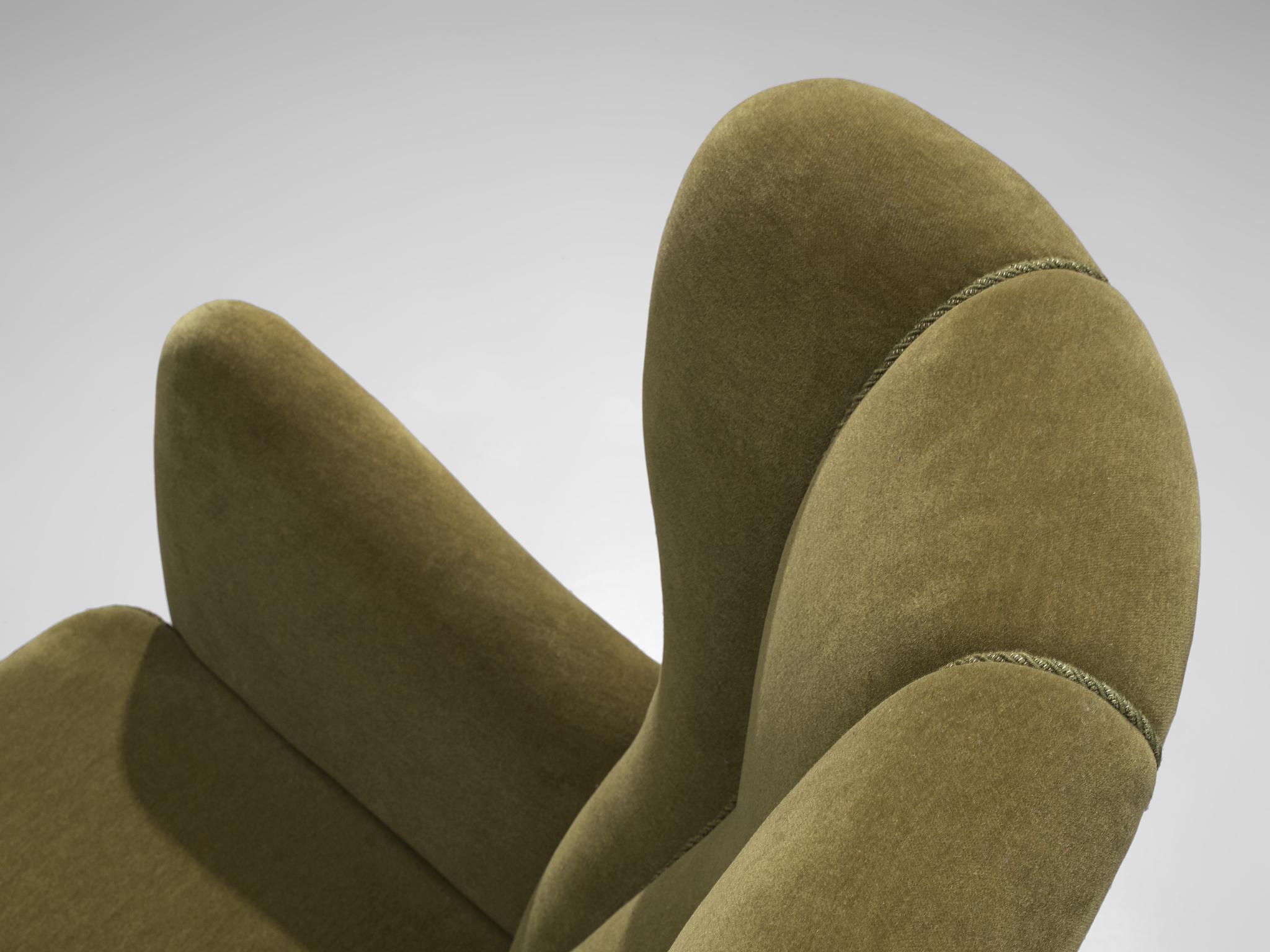 Fabric Danish Cabinetmaker's Lounge Chair in Green Upholstery