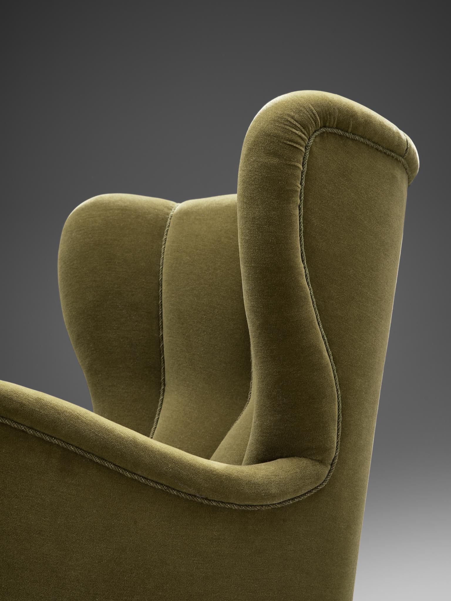 Danish Cabinetmaker's Lounge Chair in Green Upholstery 2