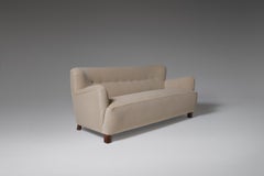 Danish Cabinetmakers sofa in Soft Beige Velvet, 1940s