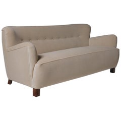 Danish Cabinetmakers sofa in Soft Beige Velvet, 1940s