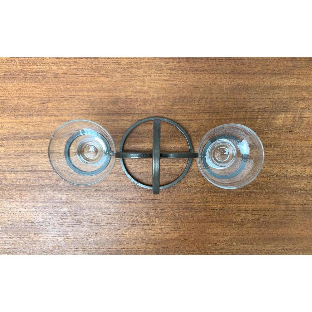Mid-Century moderno Portacandele danese in metallo e vetro anni '60 in vendita