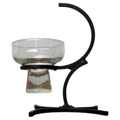 Danish Candleholder in Metal and Glass, 1960s