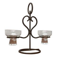 Danish Candleholder in Metal and Glass 1960s