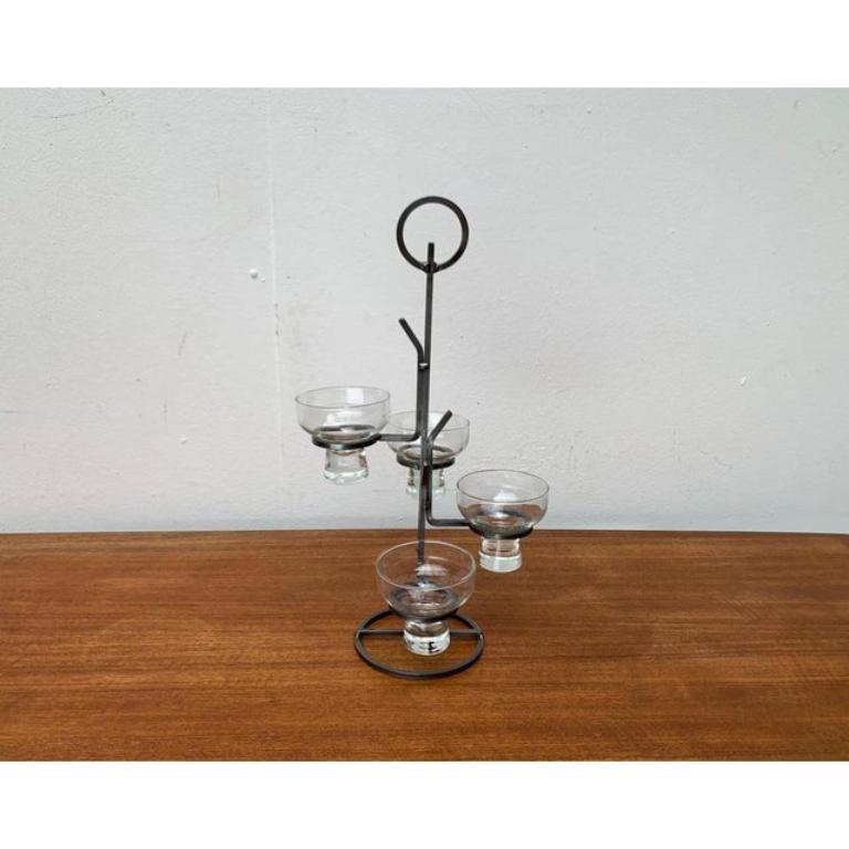 Mid-Century moderno Portacandele danese in metallo e vetro in vendita