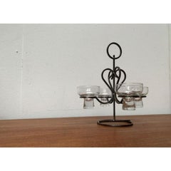 Dänischer Kerzenhalter aus Metall und Glas, 1960er Jahre