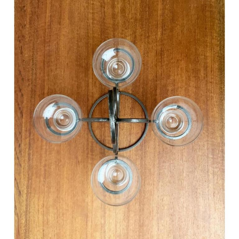 Candelabro danés de metal y cristal, años 60 Moderno de mediados de siglo en venta