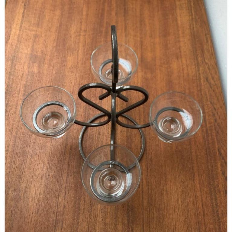 Candelabro danés de metal y cristal, años 60 siglo XX en venta