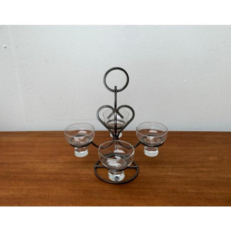 Candelabro danés de metal y cristal, años 60 en venta 2