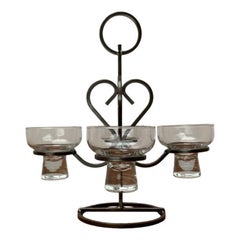 Chandelier danois en métal et verre, années 1960