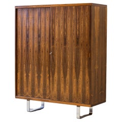 Danish carpenter made chrome and walnut cabinet, Denmark, 1960s