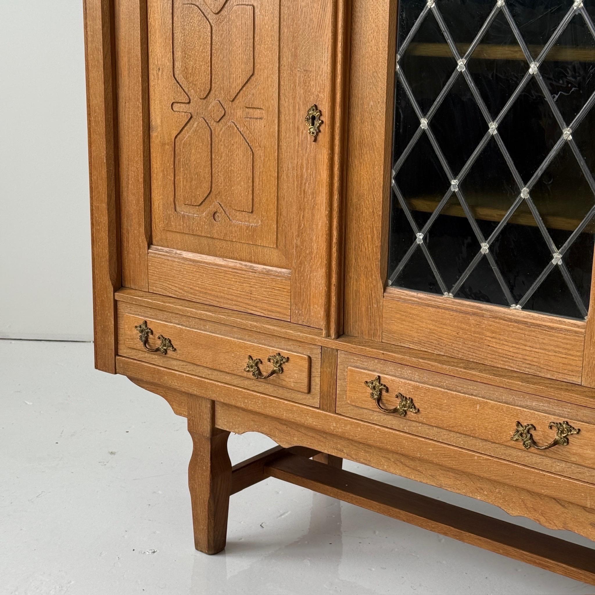 Mid-20th Century Danish Carved Oak Brutalist Wood Sideboard For Sale