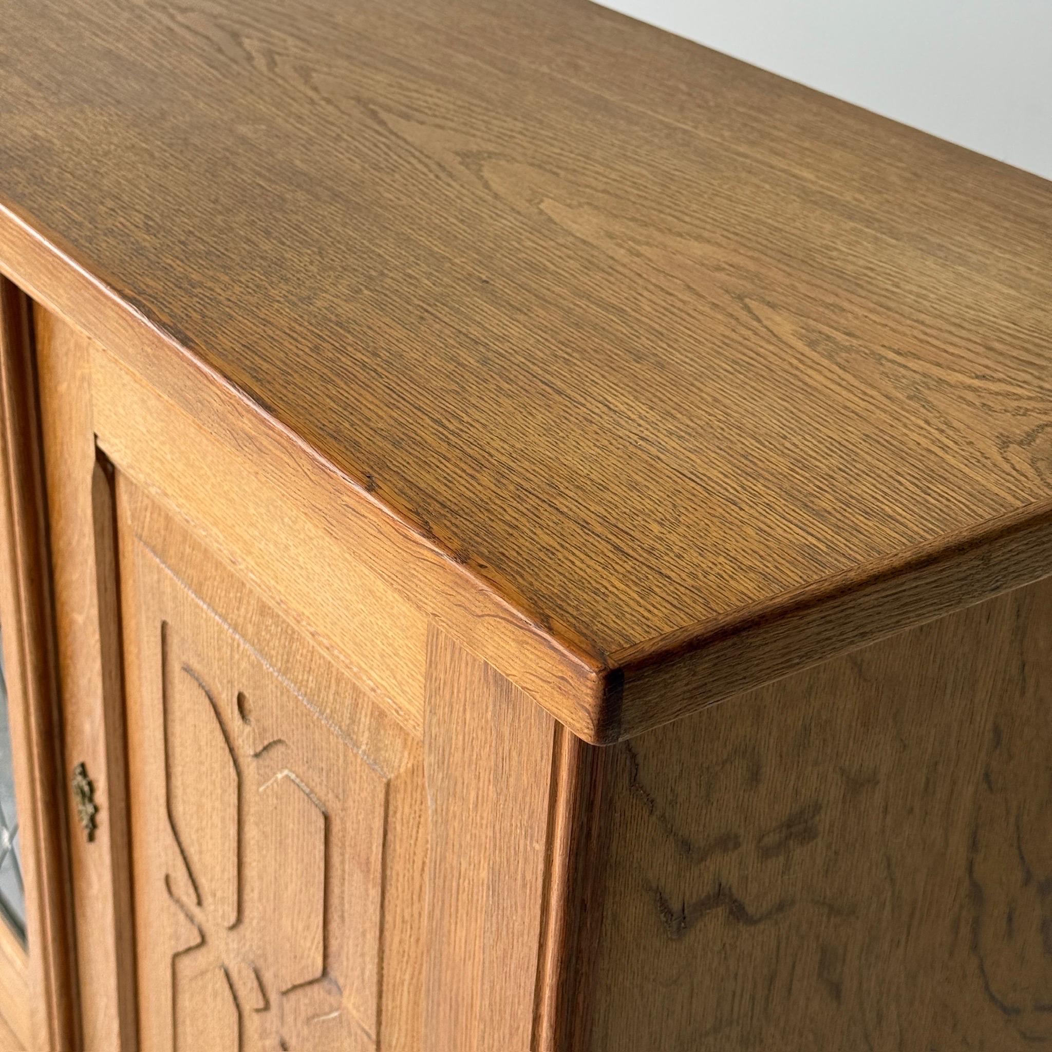 Danish Carved Oak Brutalist Wood Sideboard For Sale 1