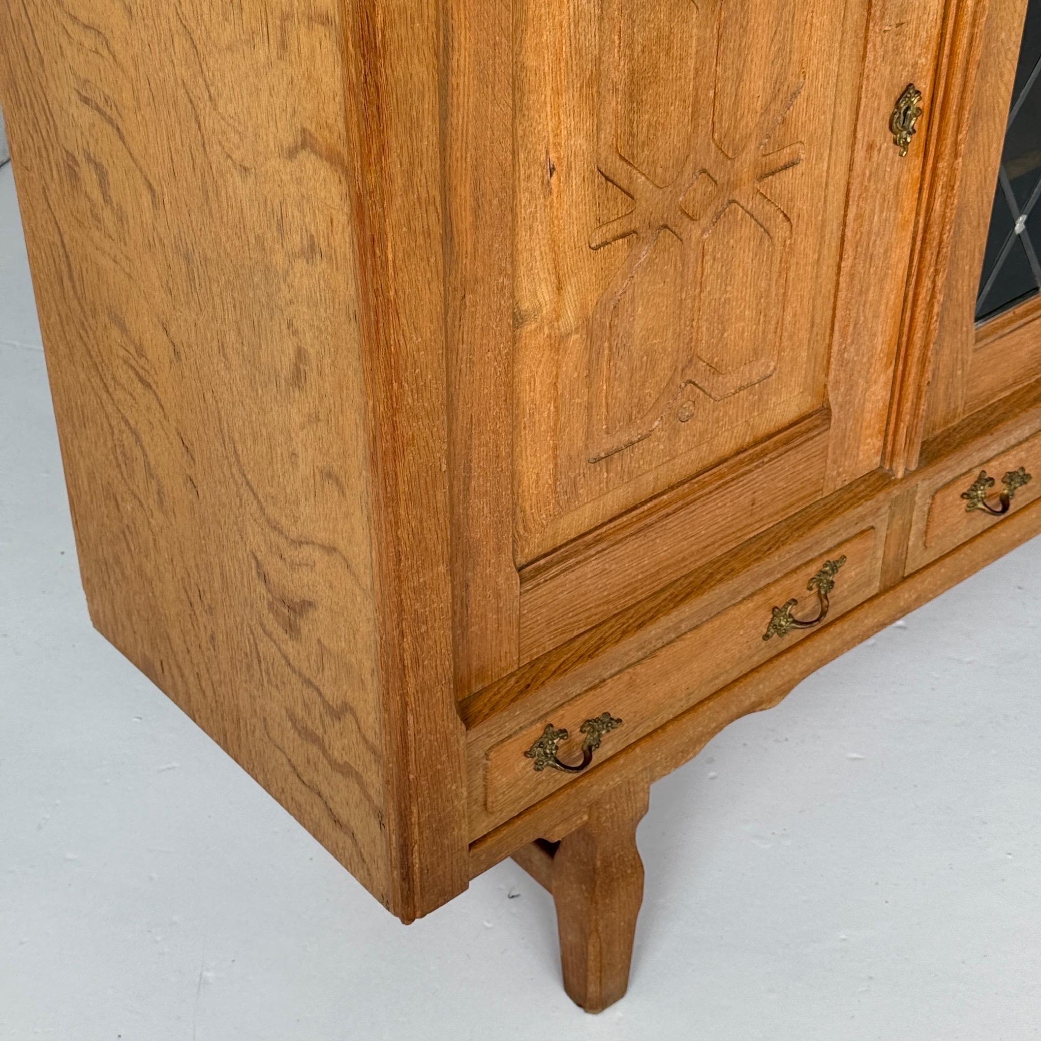 Danish Carved Oak Brutalist Wood Sideboard For Sale 2