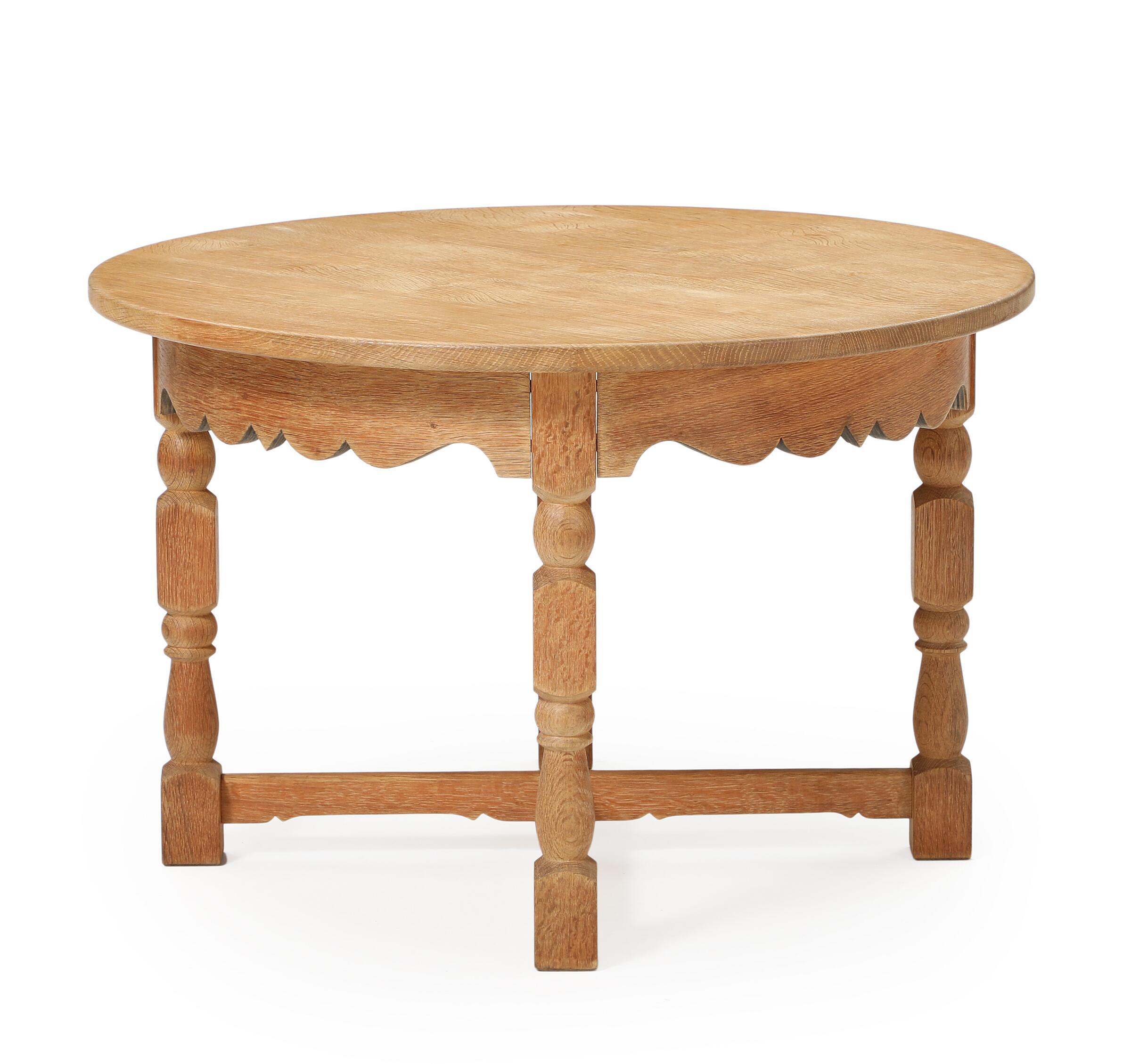 Mid-Century Modern Danish Carved Solid Oak Coffee Table For Sale