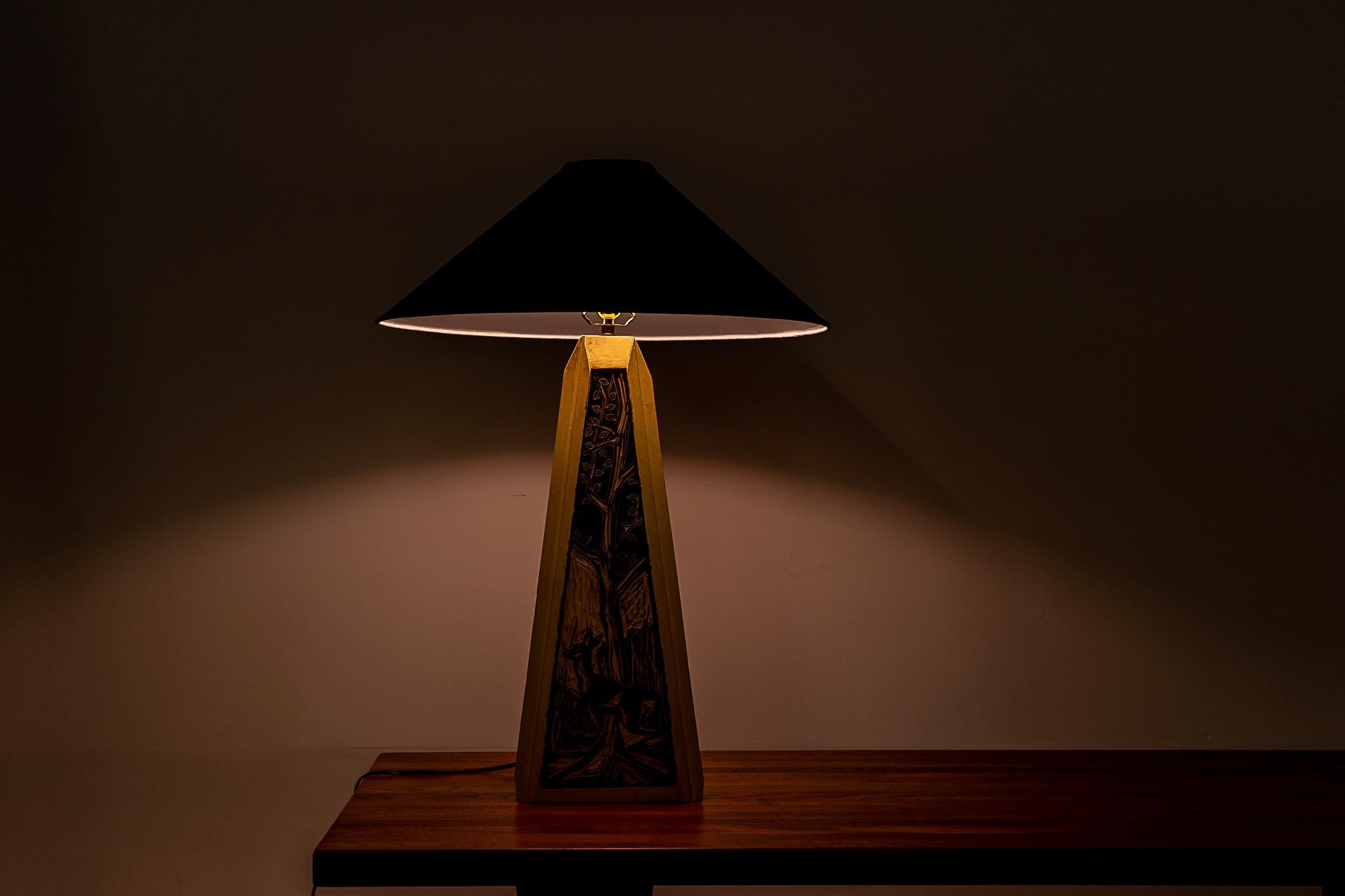 Danish Carved Wood Table Lamp For Sale 5