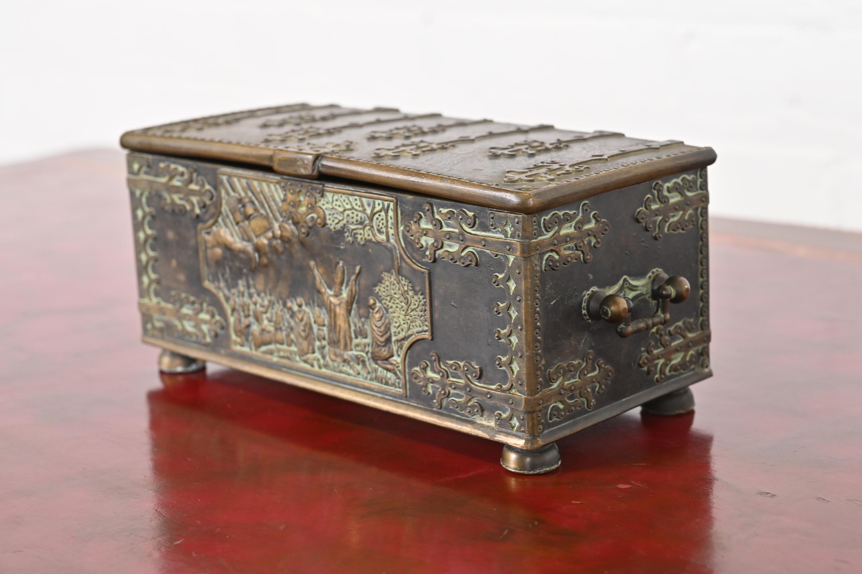 Medieval Danish Cast Iron and Bronze Jewelry Box or Dresser Box, Circa 1940s For Sale
