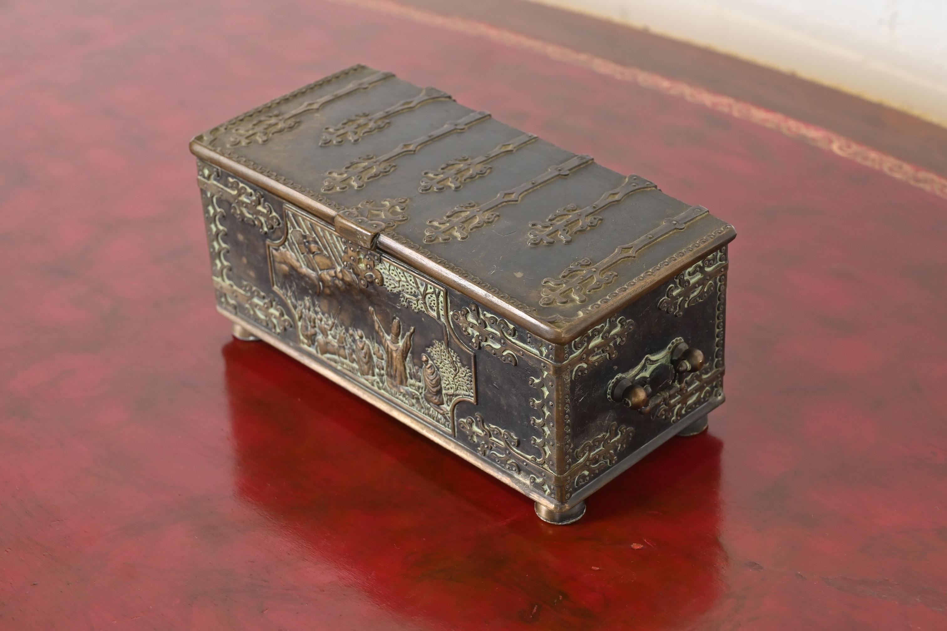 Danish Cast Iron and Bronze Jewelry Box or Dresser Box, Circa 1940s In Good Condition For Sale In South Bend, IN