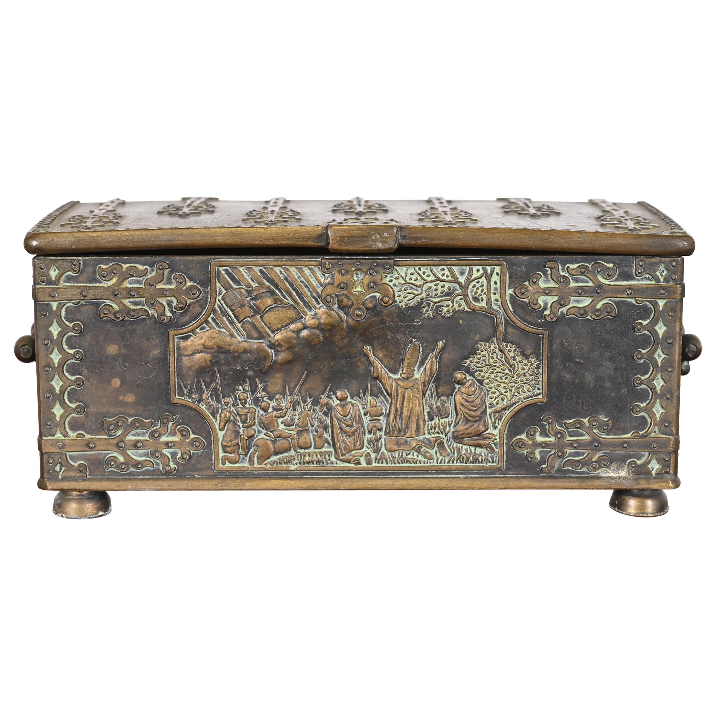 Dänische Schmuckkästchen oder Kommodenschachtel aus Gusseisen und Bronze, ca. 1940er Jahre