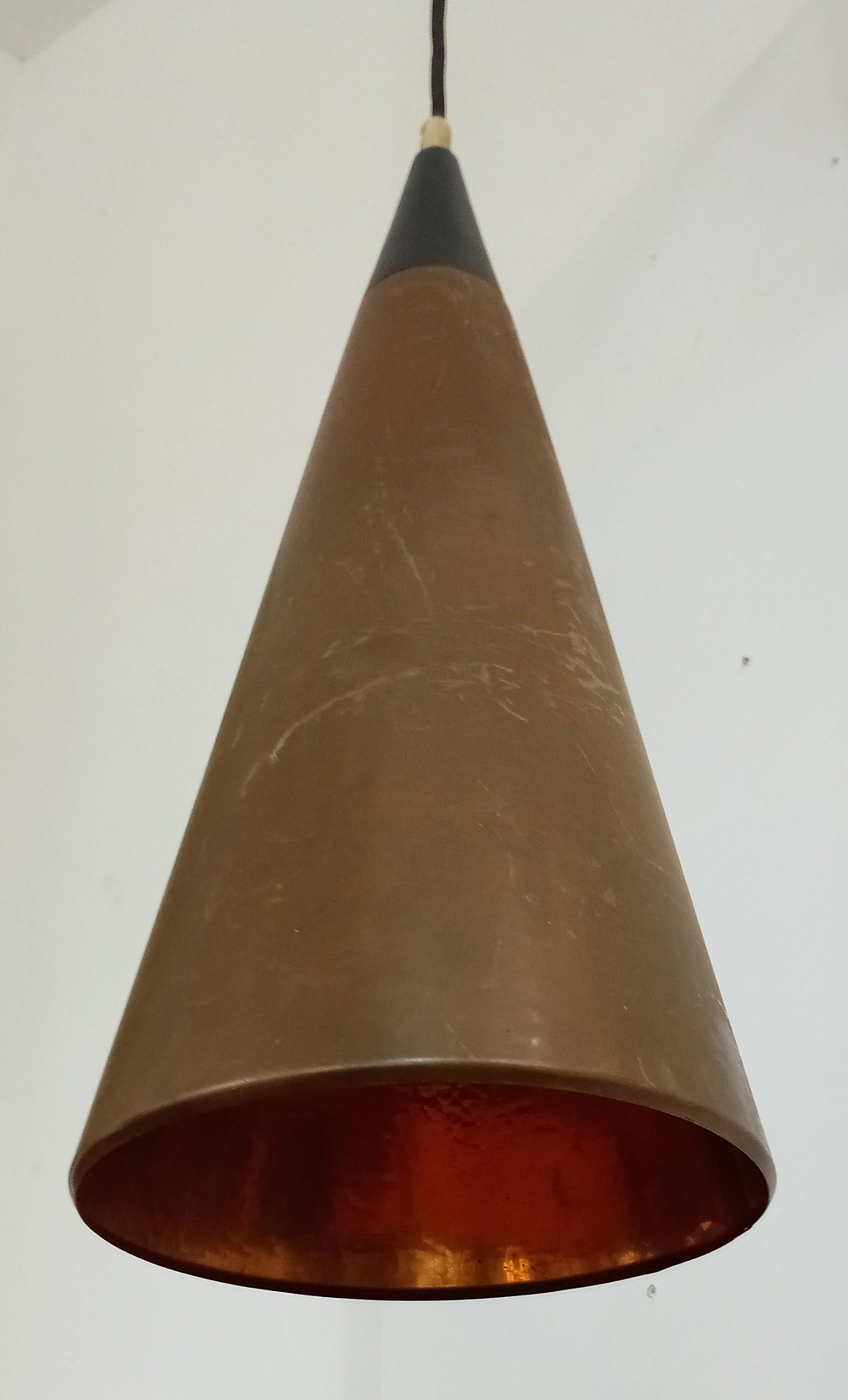 Scandinavo moderno lampada da soffitto danese in rame, anni '60 in vendita