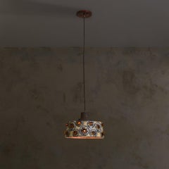 Danish Ceramic Amber Glass Pendant Light by Jette Helleroe for Axella, 1960s