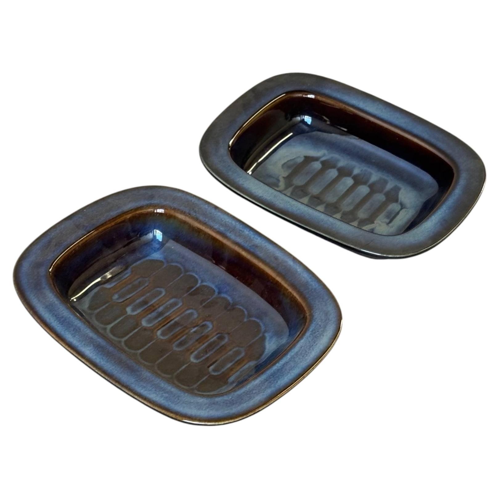 Danish Ceramic Bowls — Einar Johansen for Soholm Stentoj, Blue/Brown Glaze 1960s