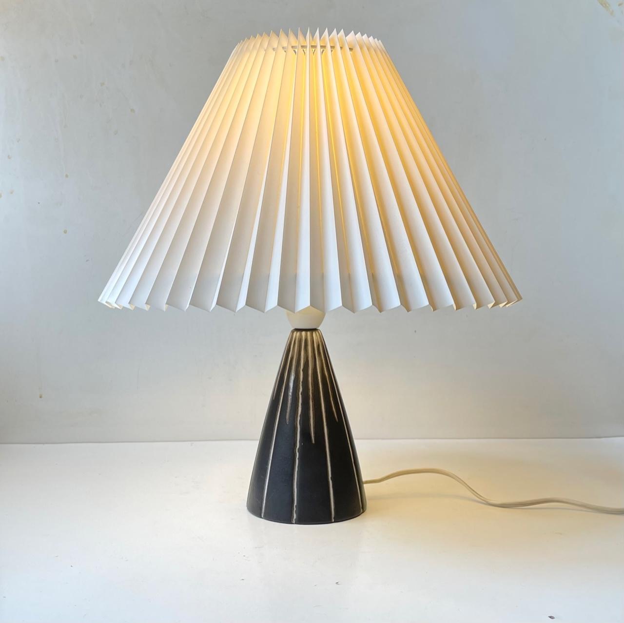 Mid-Century Modern Danish Ceramic Diablo Table Lamp in Black & White Glaze by Søholm, 1960s For Sale