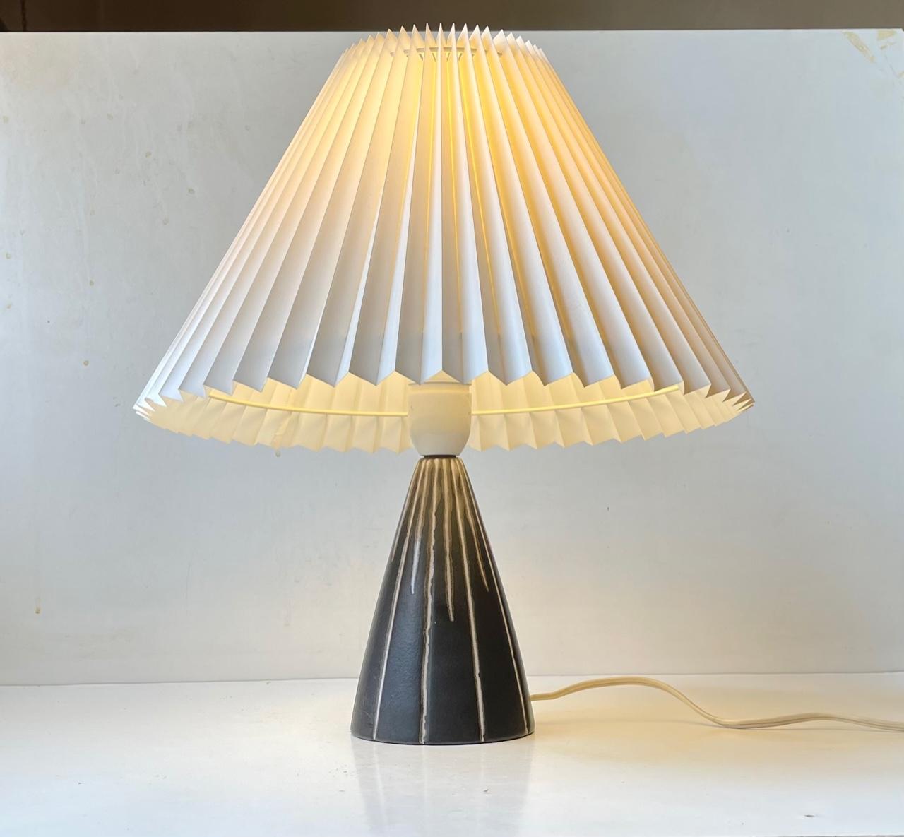 Mid-20th Century Danish Ceramic Diablo Table Lamp in Black & White Glaze by Søholm, 1960s For Sale