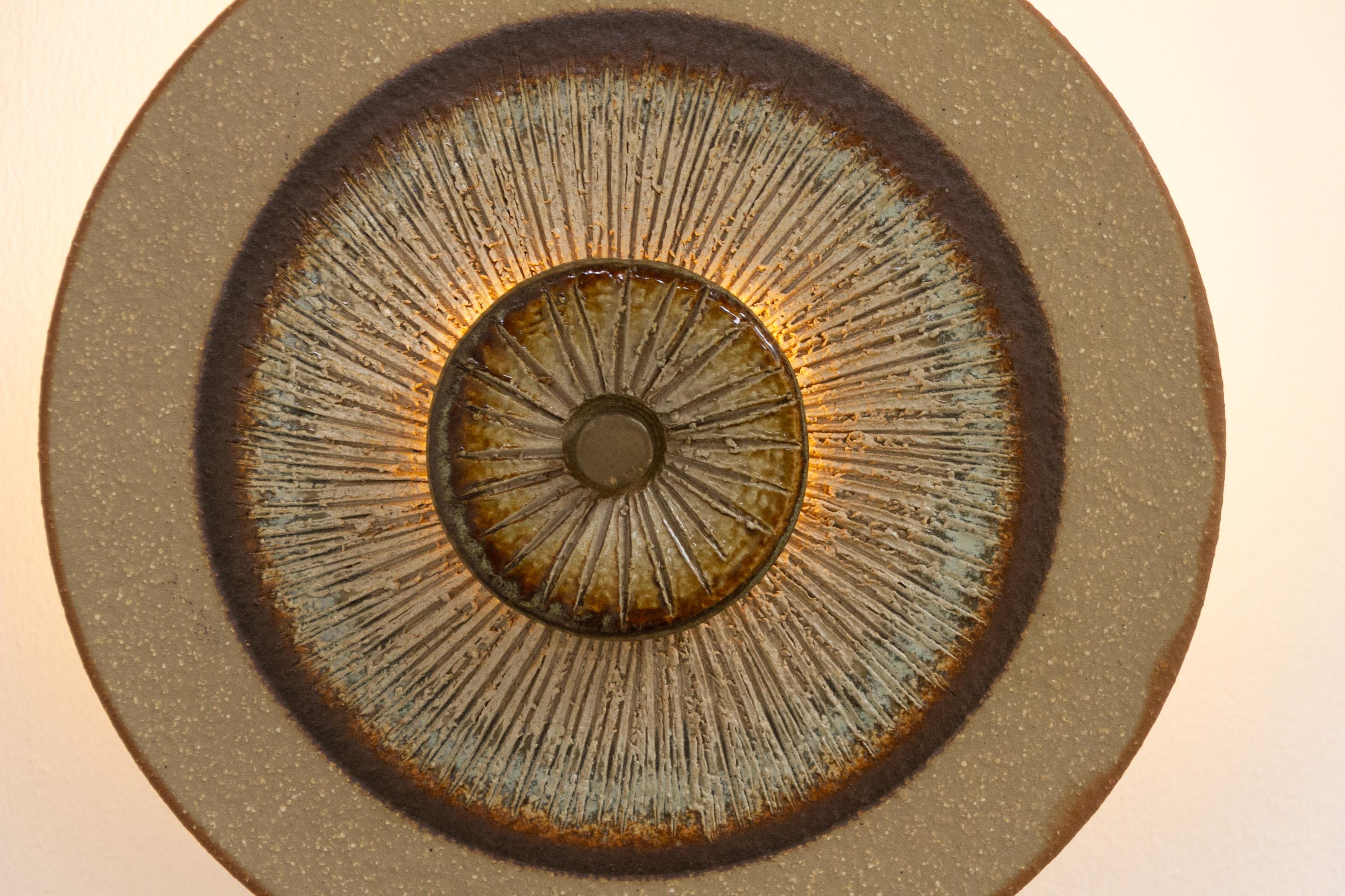 Lampe murale à disque en céramique danoise par Søholm, 1970. en vente 6