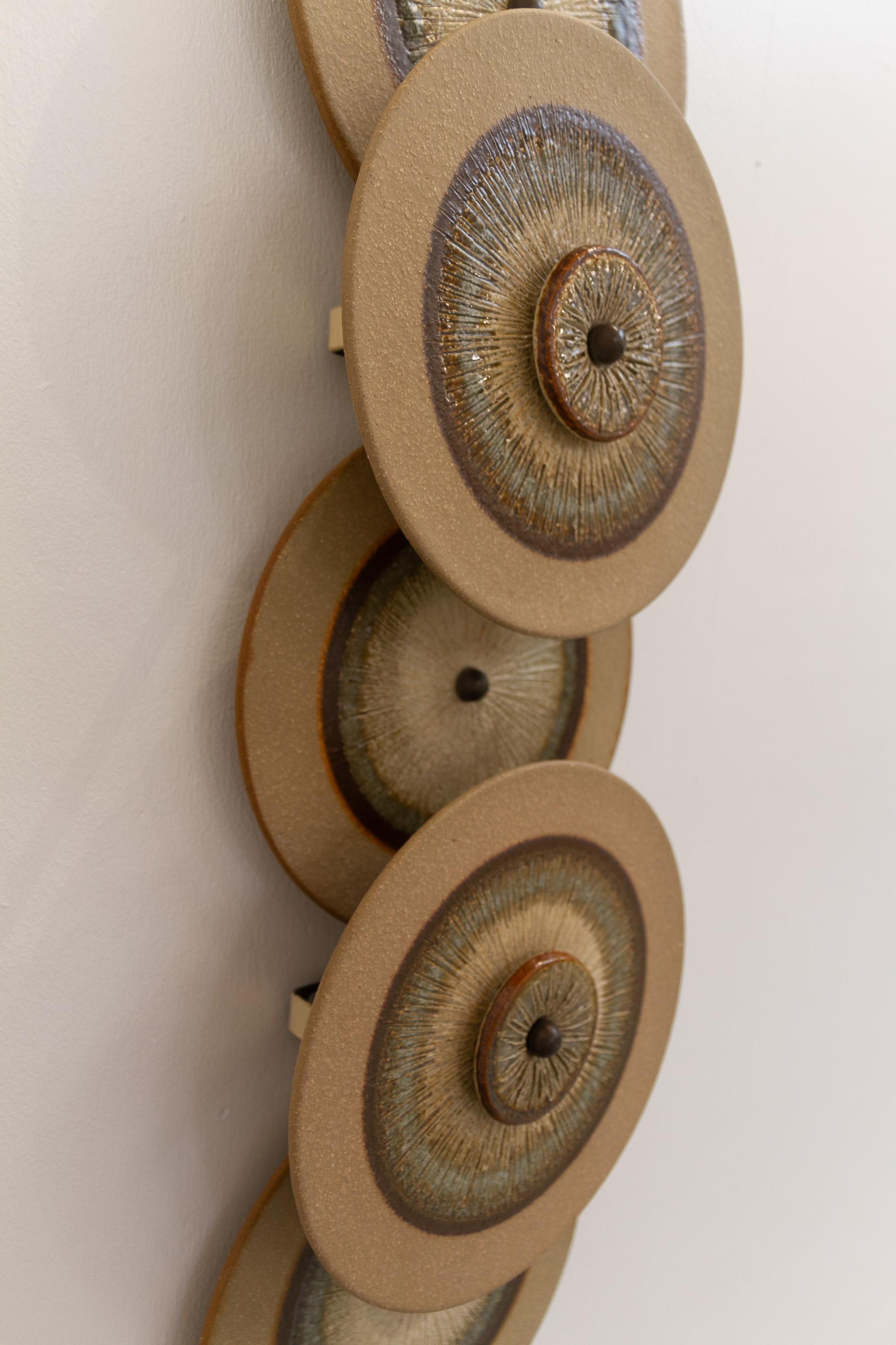 Lampe murale à cinq disques en céramique danoise par Søholm, 1970. Bon état - En vente à Asaa, DK