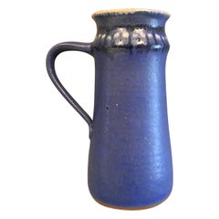 Danish Ceramic Jug / Vase with Blue Glaze