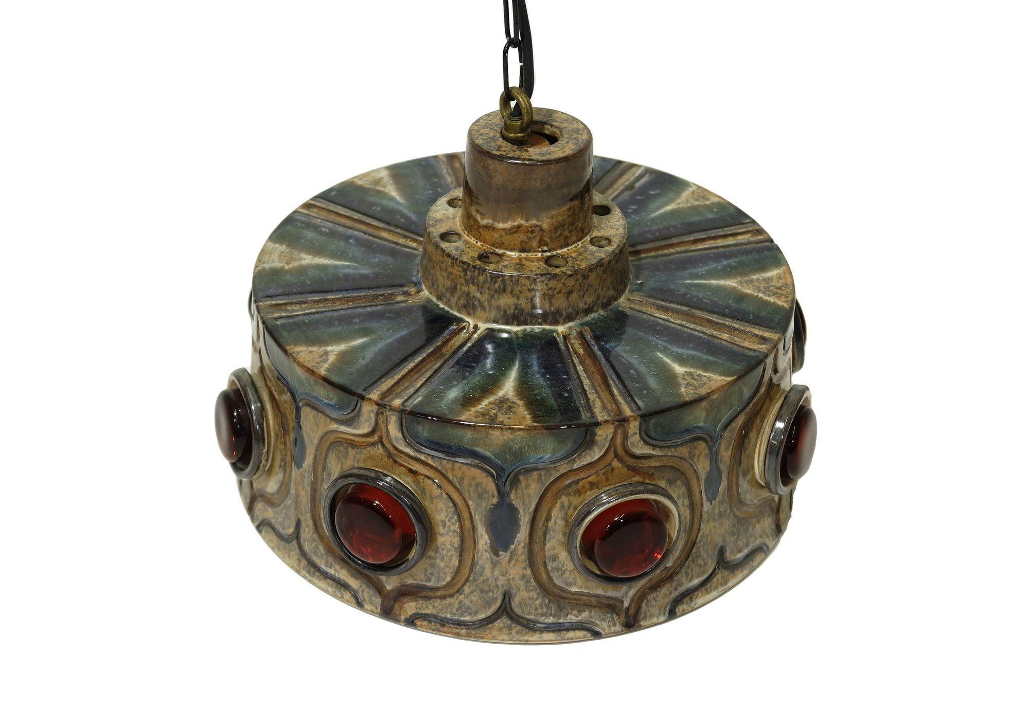 Danish Ceramic Pendent Light by Jette Helleroe for Axella In Excellent Condition In Oakland, CA