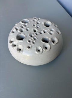 Danish Ceramic Studio Art Ikebana Minimalist Candle Holder Vase, 1980s