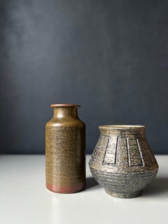 Danish Ceramic Studio Natural Earthtone Cylinder Vase, 1960s