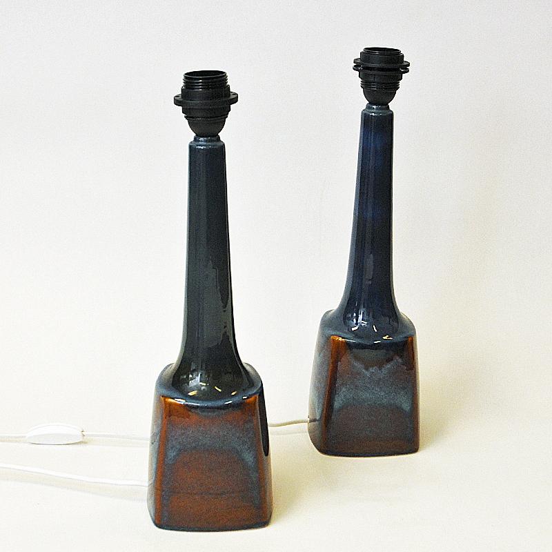 Danish Ceramic Tablelamp Pair Burgundia by Søholm Keramik, Bornholm 1970s In Good Condition In Stockholm, SE