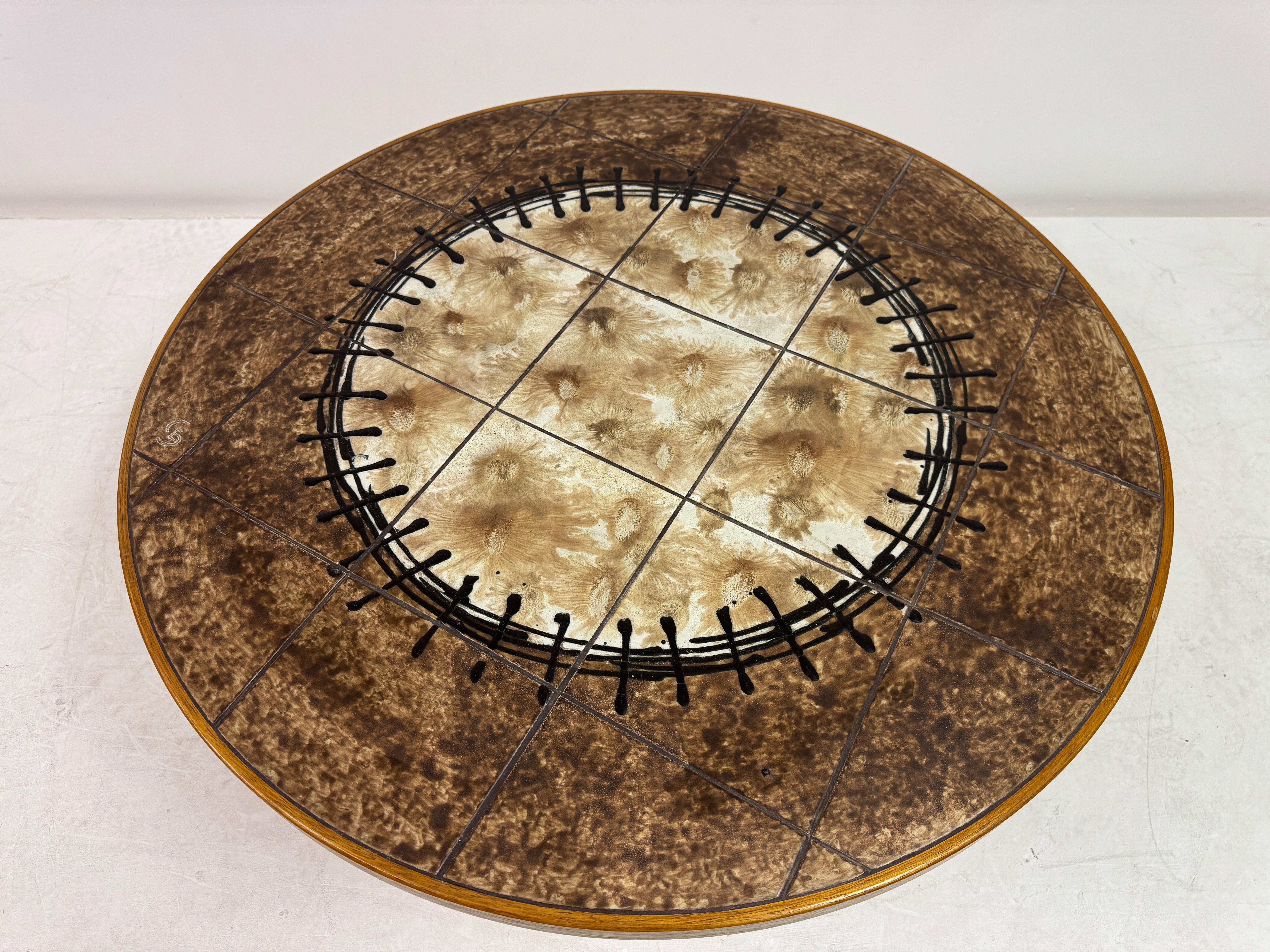 Table basse danoise à plateau en céramique, années 1980 Bon état - En vente à London, London