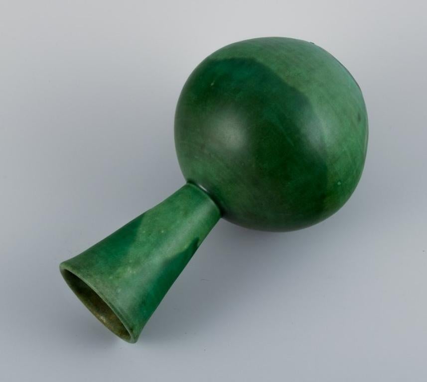 20th Century Danish ceramicist. Ceramic vase with glaze in green tones. Mid-20th century. For Sale