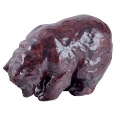 Vintage Danish ceramicist. Large ceramic bear. Glaze in red-brown shades.