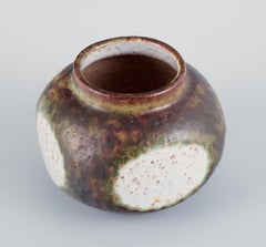 Danish ceramicist, unique vase decorated with a baby bird. 1960s